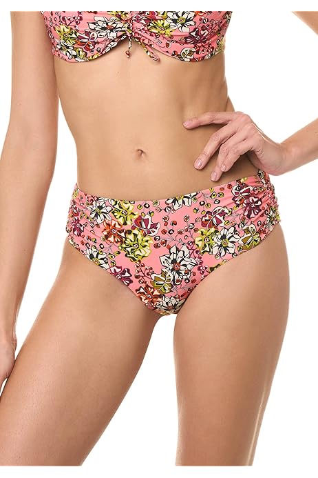 Goldenpoint Maillot De Bain Circus - Partie Basse Du Bikini - Slip Hanche Bas à Rideau Coulissant En Microfibre Fantaisie Géométrique Multicolore