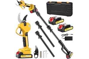 MUATCTAROM Electric Secateurs, 2M Telescopic Tree Pruner, 50 mm 2 * 2Ah Electric Pruning Shears, Tree Loppers Long Reach Telescopic, Pruner Cordless, 2-in-1 Professional Garden Power Tools for Plants, Trees