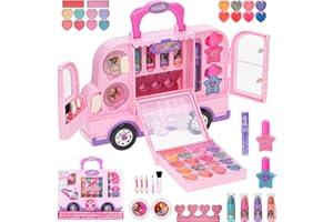 Zestaw do makijażu Barbie-Auto dla dziewczynek, prawdziwy zmywalny zestaw do makijażu, DIY-makijaż dla 6, 7, 8, 9, 10, 11 i 12 latek od Townley Girl