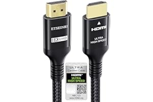 Etseinri 10K 8K HDMI 2.1 Cable 1.5M, Certified 48Gbps Ultra High Speed HDMI® Cable 4K 240Hz 165Hz 144Hz 120Hz 8K 60Hz 4:4:4 DTS:X eARC HDCP2.3 HDR10+ TV Monitor Projector Gaming PC PS5 X-box