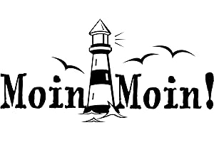 BLATTWERK-DESIGN Wandtattoo: Moin Moin! - Gruß, Küste, Meer, Hamburg, Schriftzug, Leuchtturm //Farb- und Größenwahl, Wandaufkleber (Schwarz - 450 mm x 230 mm)