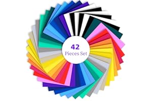GIGMETA 42 hojas de vinilo de transferencia de calor, 30,5 x 25,4 cm, tejido termoadhesivo para bricolaje, camisetas , ropa y sombreros (20 colores)