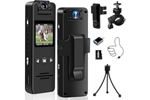 ZILCHX Mini Action Cam, 1080P HD & 180° Drehbarem Objektiv, Bodycam körperkamera mit 64 GB Speicherkarte und 120° Weitwinkel, Actionkamera mit Nachtsicht & Bewegungserkennung, mit Multifunctional Accessories