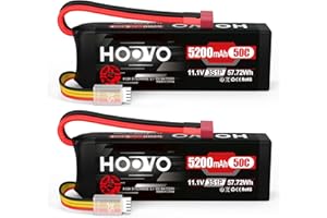 3S Lipo Akku 11.1V 5200mAh 50C RC Lipo Batterie mit Dean-Style T Stecker HOOVO für RC Flugzeug Quadcopter Hubschrauber Car Truck Boot Hobby (2 Stück)
