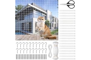CHICHI:OÜ Katzennetz für Balkon, 3 x 10M Nylon Katzenschutznet, 2.5 cm Vogelnetze Taubenschutznetz Loch Balkonnetze mit Befestigungsseil Zubehör Scheren und Weib Kabelbinder für Fenster Oberlichter Terrasse