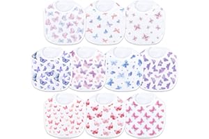 HAKOCHIA Waterproof Baby Bibs for Boys Girls, Super Soft and Absorbent 4-Layers Unisex Cotton Baby Bandana Bibs With Adjustable Snaps for Infants Newborn Feeding, Teething, Drooling,3-36 Months 10-Pack