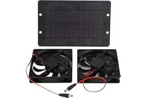 Oumefar Ventilador con Energía Solar, Ventilador Dual con Panel Solar Plástico de Silicona 10W 12V 2A Portátil Al Aire Libre para Gallinero Invernadero RV Coche