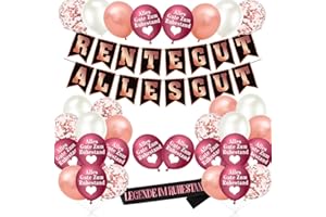 MQIAN Ruhestand Deko,Vormontiert Rente Deko, Rosegold Girlande Ruhestand, Rente Gut, Alles Gut Girlande, Luftballons Ruhestand Endlich Rentner Schärpe für Frauen Abschiedsfeier Ruhestand Party