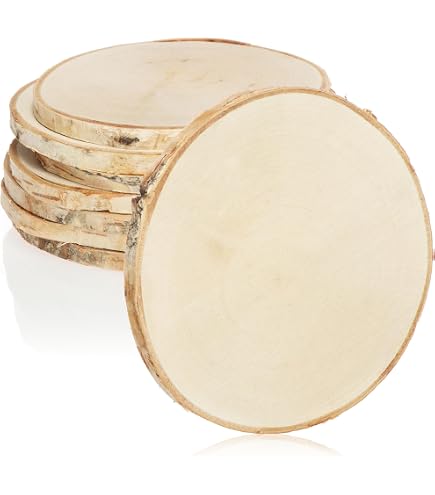 FUNSUEI Set 30 Sottobicchieri In Legno Naturale Rotondi 10 Cm Con Tappetino Antiscivolo - Per Tazze, Birra, Piante E Candele