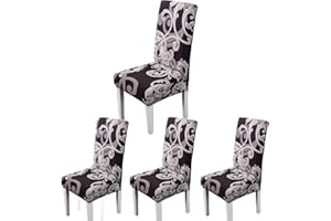 ARNTY Housses de Chaise de Salle à Manger,Moderne Élastique Couverture de Chaise Durable Housse Chaise Extensible pour Décoration de Mariage,Hôtel,Restaurant (Motif de Fleur, 4 Pièces)