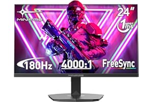 ‎MINIFIRE Minifire Gaming Monitor 24 Zoll, 180 Hz, 1ms, FreeSync, Full HD(1920 x 1080), Rahmenlos Bildschirm, Einstellbar, Low Blue Light, HDR 10,300Nits, sRGB 110%, 4000:1 Kontrast, HDMI 2.0&DP 1.2(MFG24F4L)