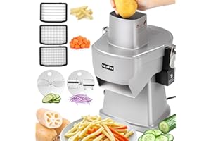 NEWTRY Electric Vegetable Dicer&Slicer, 4 in 1 Commercial Veggie Processor for Dicing, Shredding, Slicing&Slitting, Cube Cutter, French Fries Chips Slicer, Easy to Clean, Blade Replaceable
