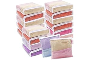 Sibosen 20 Pcs Clear Vinyl Zippered Clothes Storage Bags Plastic Closet Bags for Clothes,Sweater Bags Moth Proof,Storage Bags (26x26x6cm)