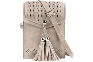seOSTO Sac BandoulièRe, Mini Telephone Portable Femme, Pochette Portable BandoulièRe, Portefeuille Femme Bandouliere SynthéTique Avec Pompons, Longueur RéGlable