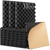 Lot De 12 Panneaux Mousse Acoustique 30x30x5cm Gris Anthracite – Anti-Bruit Ignifuge Avec Autocollants, Pour Studio, Bureau, Streaming