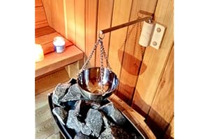 MOUMOUTEN Bol d'arôme de Sauna en Acier Inoxydable, Bol d'huile Essentielle avec Plaque en Bois et vis Tasse d'arôme d'huile d'aromathérapie Sauna Cornucopia pour Sauna Traditionnel ou Sauna Infrarouge