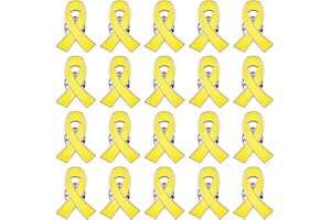 WANDIC 20 Broches à Ruban Jaune, Épingles en Métal Cancer des os Cancer de la Vessie Badge de soutien aux Otages, pour Conscience de l'espoir Activités d'Aide Sociale