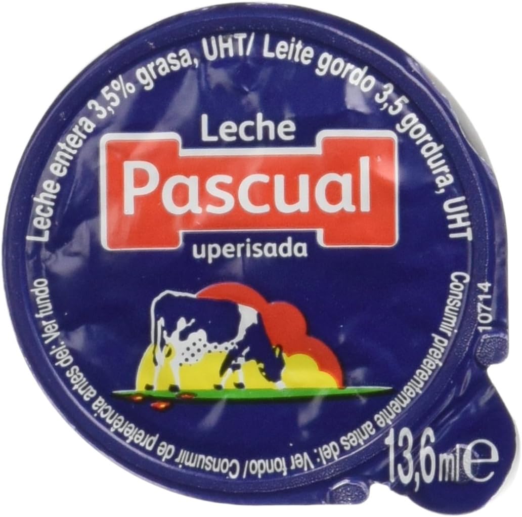 Calidad Pascual - Leche Pascual Entera - Caja de 150 Tarrinas de 14 ml - Monodosis, Sin necesidad de refrigeración