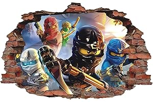 GRENRIC Anime Ninja Art Wall Sticker for Kids Bedroom, 3D Cartoon DIY Self Adhesive Removable Wall Decals Nursery Background Decor