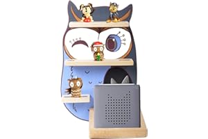 Erlsig Eule Holz Regal für Tonie Box und Tonies, Musikboxregal Wandregal Aufbewahrung für Tonies Figuren Kinderzimmer Deko Kinder Junge Mädchen