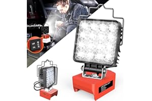 FOVENDI Lampada a Batteria da 48W 4800LM Compatibile con Milwaukee m18 Batterie, 2 Impostazioni di Luminosità Faro LED Senza Fili Lampada Portatile LED con Ricarica di Tipo C e USB (Senza Batteria)