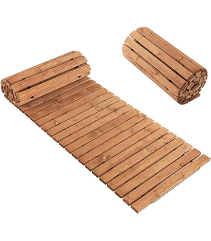 Floranica Tuinpad rolweg 30 x 100 cm Onbehandeld lengte in lopende meters in te korten larikshout Uitrolbaar houten pad tuindecoratie