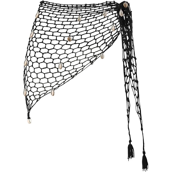 XEPST 5 stuks zeemeerminkostuum voor dames - sirene kostuum accessoires set met zeemeermin sarong gehaakte rok cover-up sjaal zeester haarclips schelp sieraden voor Halloween kostuums cosplay carnaval