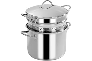 Barazzoni Spa, Spaghettiere Con Fondo ø22cm, Capacità 6lt, Acciaio Inox 18/10, Made in Italy