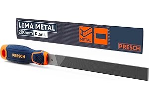 Presch Lima plana 200mm - Corte de tres lados para limar piezas en ángulo recto de metal y madera - Lima plana de alta calidad