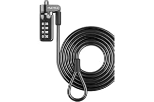 Multplx Combination Laptop Lock | Standard Size T-shaped Bar Locking Mechanism | 1.7m Hard Cut Resistant Steel Cable | 4 Digit Combination Lock | Strong Security Lock