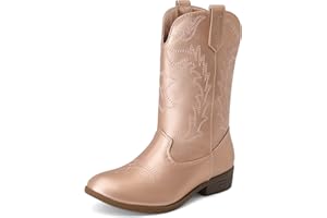 DREAM PAIRS Kids Cowgirl Cowboy Western Boots Girls Mid Calf Riding Shoes Little Kid/Big Kid
