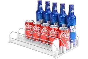 BingoHive Automatic Can Dispenser for Fridge Kitchen Cupboard Pantry Countertop Storage 15 Standard Size 330ML 440ML 500ML Beer Soda Pop Cans Organiser Self Pushing Fridge Drinks Organiser Holder Rack