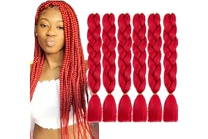 SHANGXIU Rot Braiding Hair 6 Packs braids extensions hair Kanekalon Flechten Haar 24", Zöpfe Box Braid Haar kunsthaar Zum Einflechten (Red)