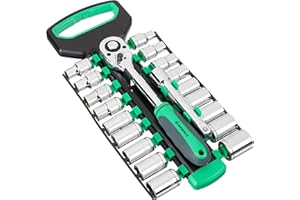 Marchio Amazon - Denali, set di chiavi a bussola con custodia, da 1/2”- 130 mm, 20 pezzi