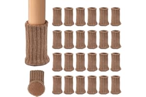 Ezprotekt tricoté Table Chaise Jambe Chaussettes élastique Chaise Meubles Chaussettes Définit Wood protecteurs de Sol pour Pieds de Meubles, Marron Clair, 24 Pack