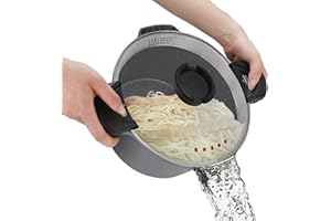 ROSSETTO Marmite à pâtes 28 cm Cuiseur à Pâtes avec couvercle verrouillable, 8 L Casserole Spaghetti Couvercle verre, Revêtement antiadhésif, Facile à nettoyer, Cuisine saine