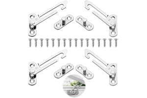 FCAECY 4 Pcs Window Restrictor for UPVC, Window Lock Stainless Steel, Window Latches Security Chrome, Window Catch Left Right Hand for Home School Kindergarten