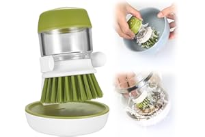 HUAERSICO Spülbürste mit Spülmittelspender - Topfbürste mit Nachfüllbare Spülmittel - Küchenbürste/Reinigungsbürste mit Halterung, Für Reinigen Spülen,Töpfe und Pfannen usw,Grün