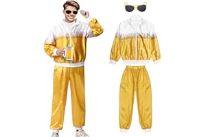 Marypaty 80er Jahre Outfit Damen Herren, 80er 90er Kostüm Trainingsanzug Jacke Hose Party Accessoires, Retro Anzug Karneval Kostüm Herren für Faschingskostüm Karneval