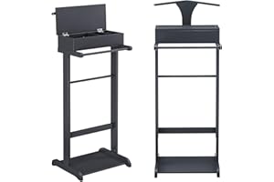 [en.casa] Servomuto Omino Appendiabiti Indossatore da Camera con Porta Pantaloni Ripiano e Cassetta con Scomparti - Grigio