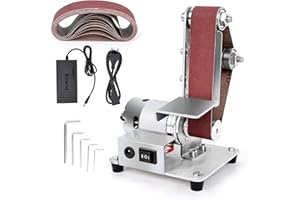 AWKAQUN Levigatrice a Nastro da Banco, 300W Mini levigatrice a nastro, levigatrice multifunzione per lucidatura in lega di alluminio fai-da-te per affilare i bordi della taglierina (motore 895)