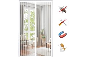 MAIFENGL Zanzariera Magnetica per Porte, Anti Insetti Traspirante Tenda Zanzariera Chiusura Automatica, Facile da Installare, per Balcone Soggiorno Ingresso-White-A|| 130x250cm(51x98inch)