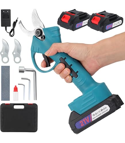Sécateur électrique Sans Fil Professionnel 35 Mm - 2 Batteries 2000 MAh, Moteur Brushless 500W, Pour Jardin, Vigne, Arbres Fruitiers