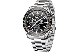 BY BENYAR BENYAR Orologio da Uomo Cronografo Analogico Movimento al Quarzo Cinturino in pelle Moda Business Sportivo orologio da polso 30 M Impermeabile e Antigraffio Elegante Regalo per Uomo