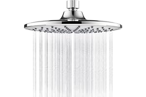 HORJOR Soffione Doccia Rotondo 8 Pollici a Pioggia, Soffione Doccia Anticalcare Testa Doccia Tonda ad Alta Pressione con 100 Getti In Silicone Accessori Bagno