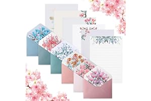 DSZEMIE 36PCS Letter Writing Paper and Envelopes, Floral Stationery Letter Writing Set for Kids Adults Fancy and Pretty Notelets Sets for Women A5 Lined Letter Writing Kit for Birthday Wedding (36)