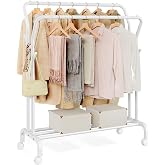 SONGMICS Donkey for Clothing, with Wheels, Steel Tube, Load 100 kg | Coat Rack Donkey with 2 Bars, Width 102.5 cm, Multifunct