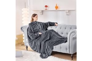 ‎AISBO Aisbo TV Decke mit Ärmeln und Füßen - Übergroße Kuscheldecke mit Ärmel und Fußtasche, Decke zum Anziehen Erwachsene Wearable Blanket, Dunkelgrau Ganzkörper Decke mit Armen als Geschenke für Frauen