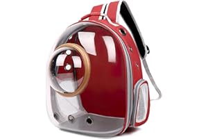 Galatée Cat Backpack Carrier, Pet Backpack Bubble Rucksack, Outdoor Waterproof Clear Pet Capsule Bag, Ventilate Space Capsule Pet Backpack(Red, Transparent Cover)