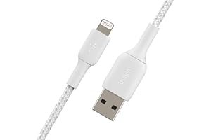 Belkin Pleciony kabel Lightning (Boost Charge Lightning na kabel USB do iPhone'a, iPada, AirPods), certyfikowany przez MFi, pleciony kabel Lightning (1 m, biały)